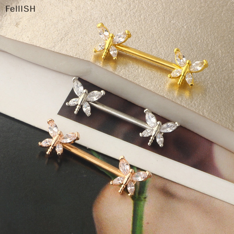 Nhẫn Núm Vú Bằng Thép Không Gỉ Đính Đá Zircon Chất Lượng Cao Quyến Rũ Cho Nữ 439br