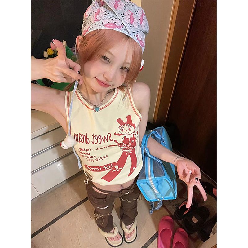 Áo Hai Dây Phong Cách Đường Phố Mỹ Sang Trọng Ngọt Ngào Thời Trang Cho Nữ Giới Niche