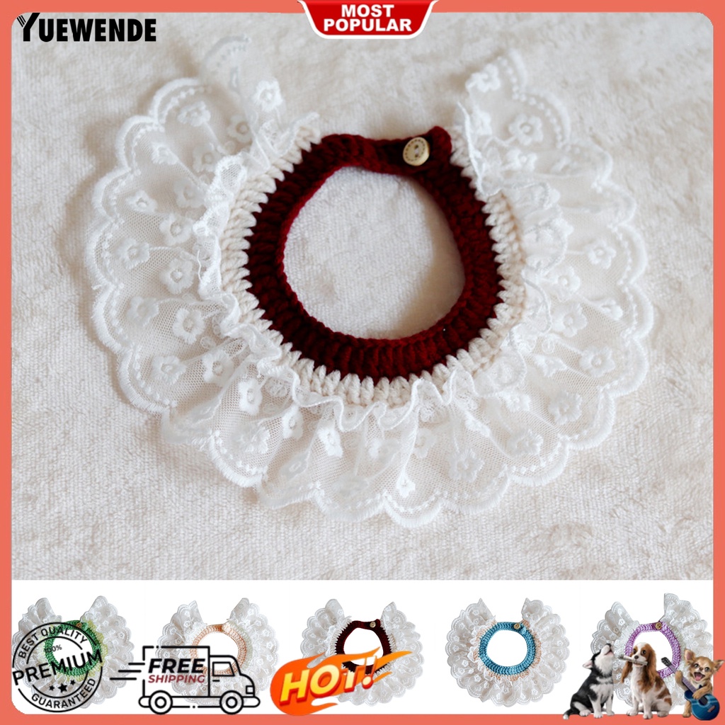 Yếm Đeo Cổ YQ.E Viền Ren Hoa Dễ Thương Chống Thất Lạc Cho Thú Cưng