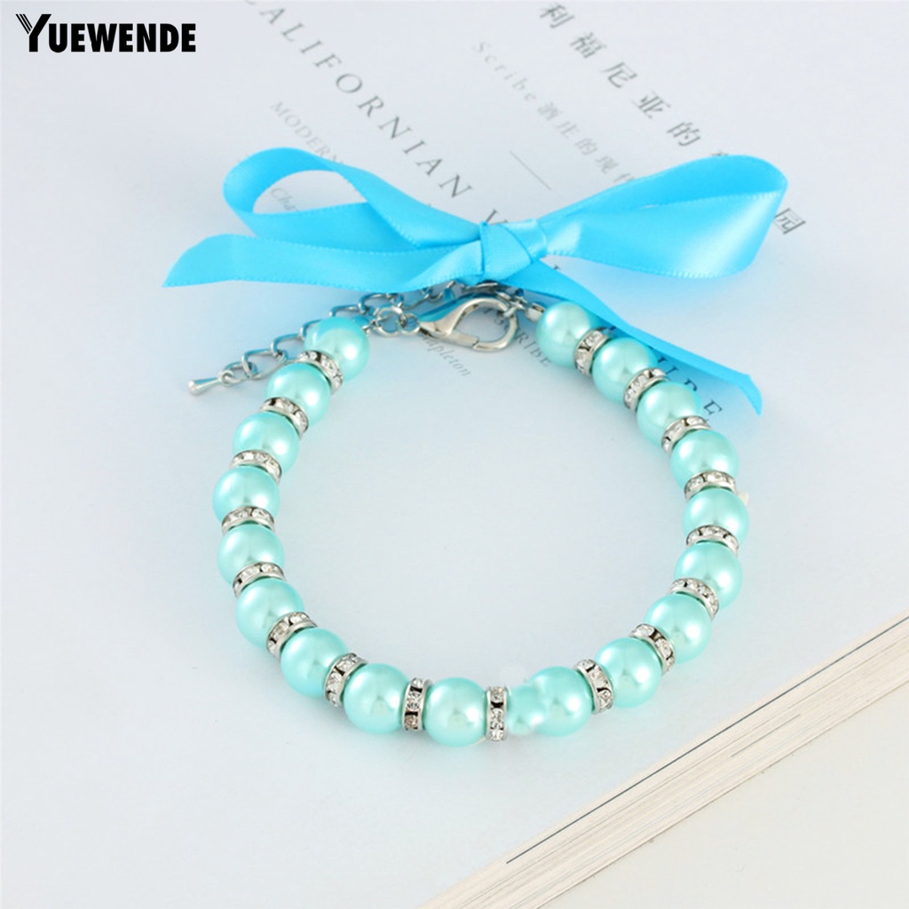 Yq.e Vòng Cổ Bắt Sáng Đính Ngọc Trai Giả Tinh Tế Đáng Yêu Trang Trí Vòng Cổ Cho Thú Cưng Cửa Hàng