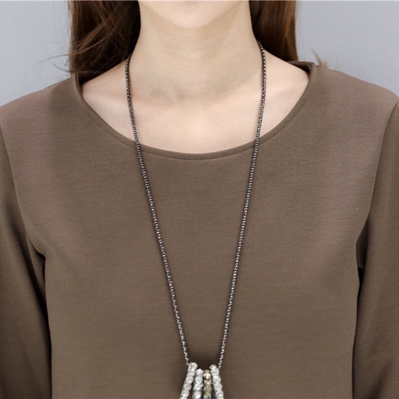 Áo Sơ Mi Tay Dài Cổ Tròn 3 / 4 Dáng Chữ A Màu Trơn size M-5XL Cho Nữ