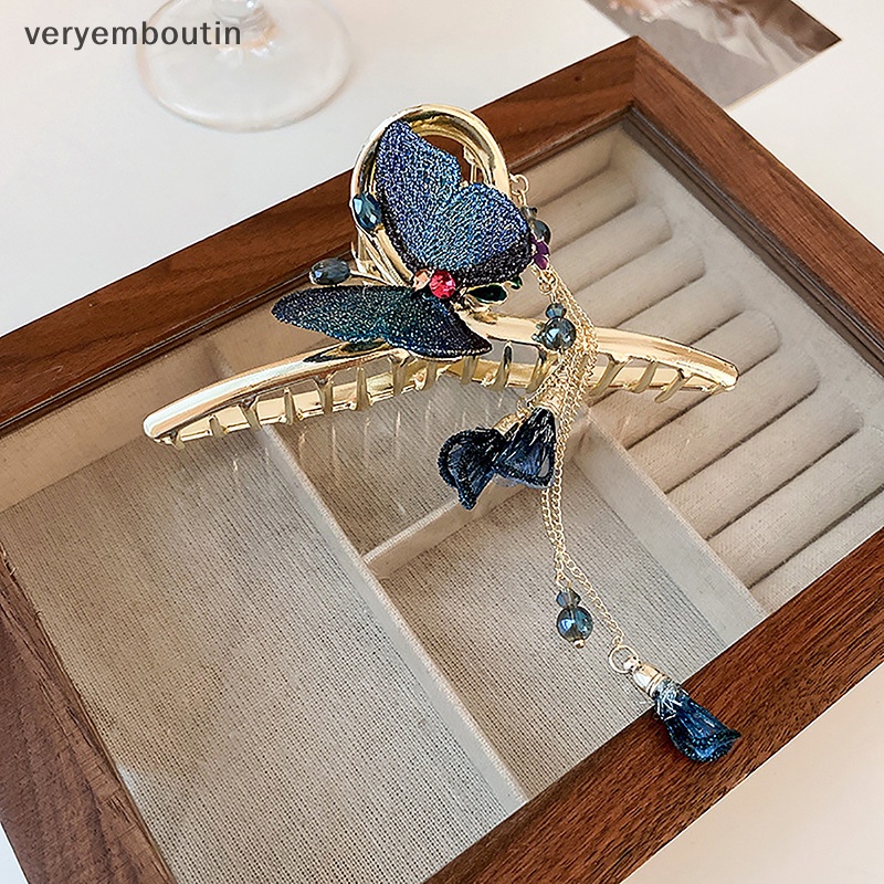 Kẹp Tóc Kim Loại Hình Bướm Đính Kim Cương Pha Lê Phong Cách Hàn Quốc Cho Nữ