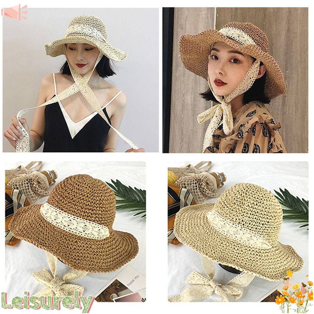 Mũ Cói Rộng Vành Thời Trang Hè Có Thể Gấp Gọn Tiện Dụng Mang Theo Du