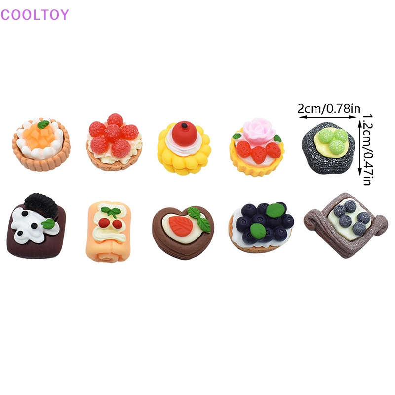 Set 10 Mô Hình Bánh Kem Tráng Miệng Trang Trí Nhà Búp Bê DIY