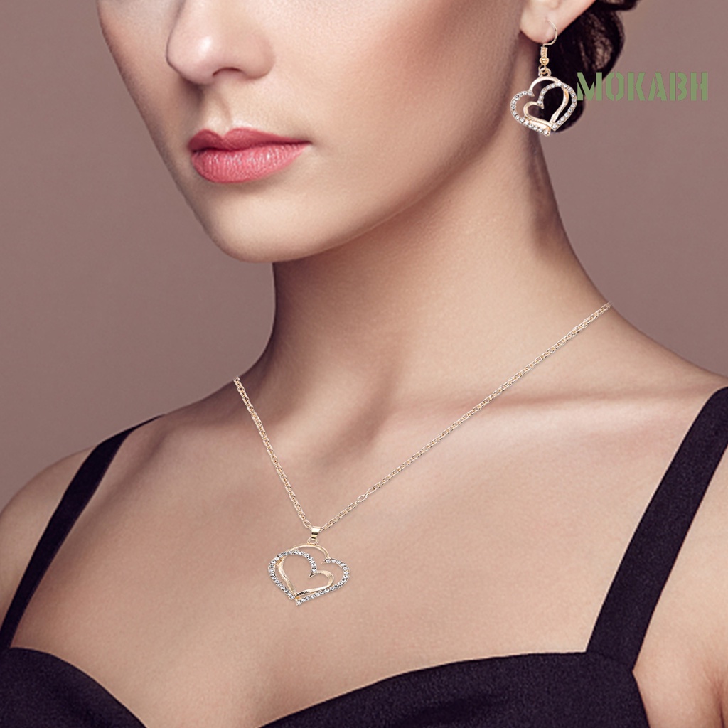 1 Bộ Bông Tai Móc Hình Trái Tim Đôi Đánh Bóng 2 Màu Thời Trang Mùa Hè Dành Cho Bạn Nữ