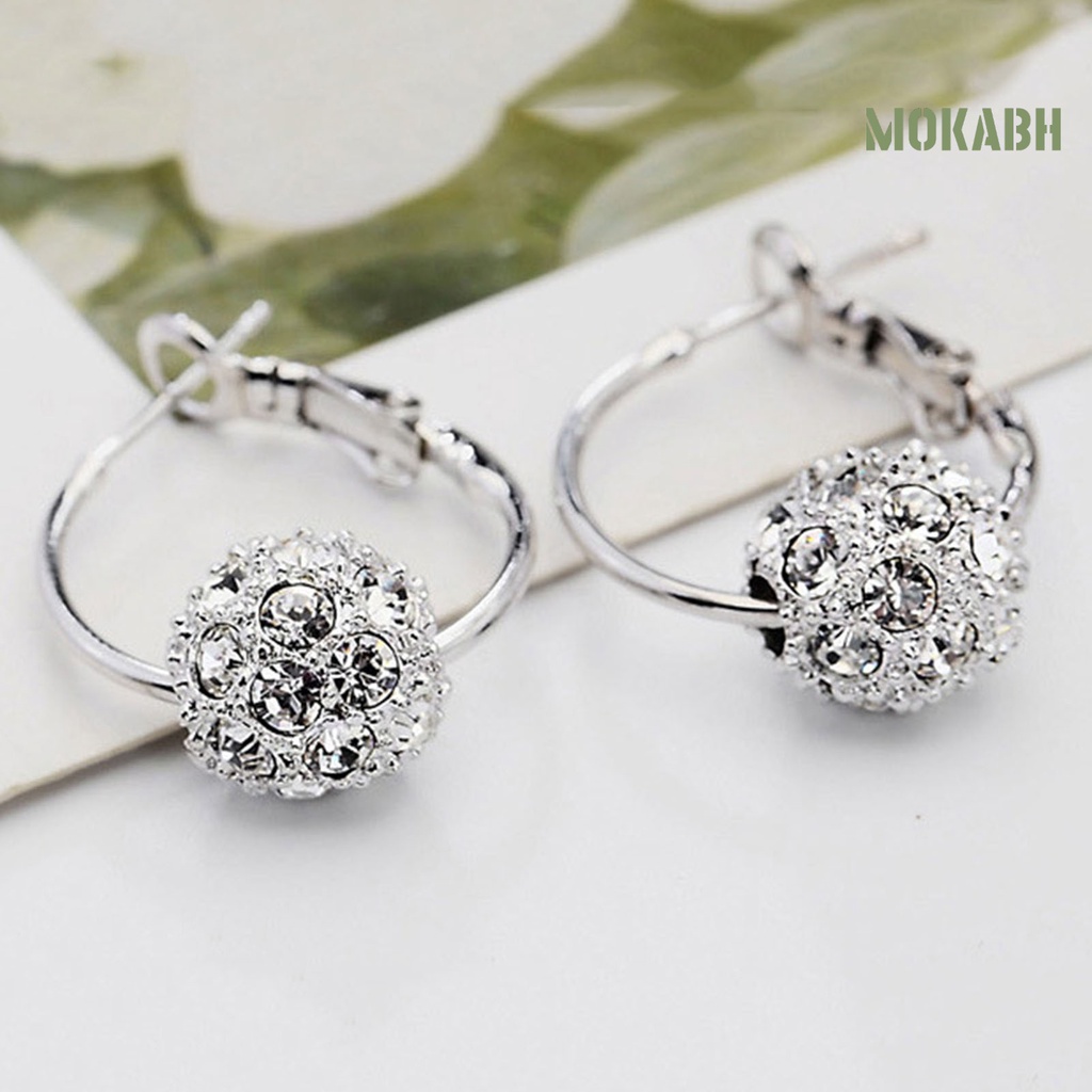 1 Đôi Bông Tai Tròn Đính Đá Nhiều Màu Lấp Lánh