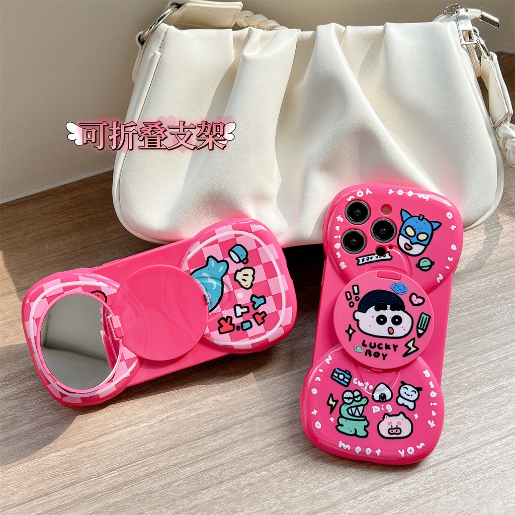 Bao Da Điện Thoại Nắp Lật Tráng Gương Họa Tiết Mèo Hoạt Hình Cho iPhone 14 12 13 11 PRO MAX