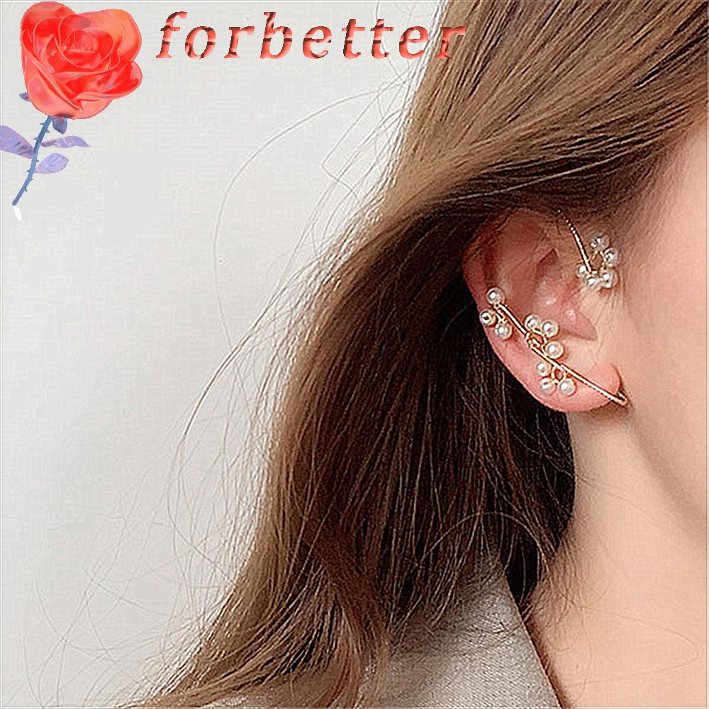 Khuyên Kẹp Vành Tai Dáng Dài Họa Tiết Hoa Phối Dây Xích Thời Trang Cho Nữ