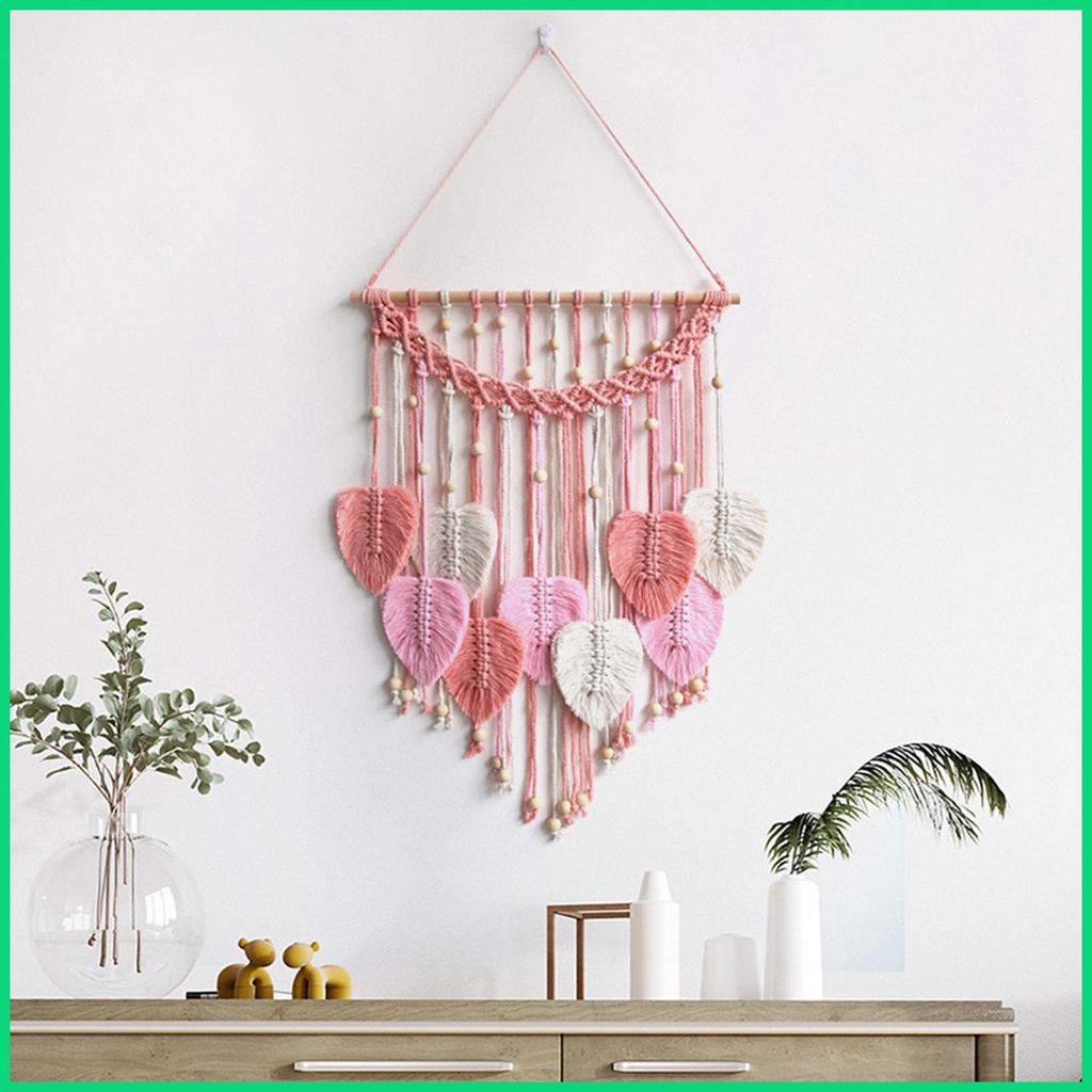 Thảm Dệt Lá Tua Rua Handmade Trang Trí Tường Phong Cách Bohemian