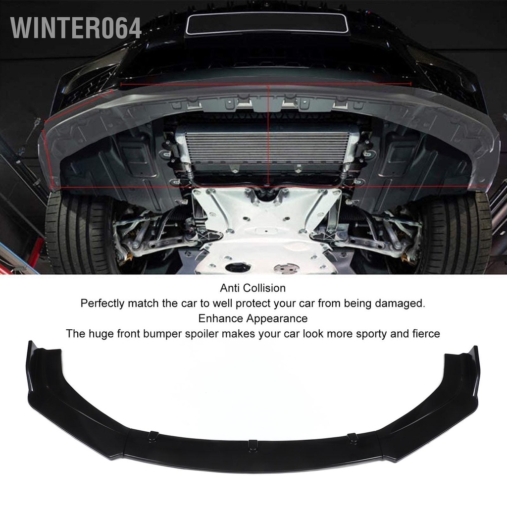 Winter064 3 cái Bộ chia môi cản trước dụng cụ cơ thể Spoiler phía màu đen bóng có độ bền cao