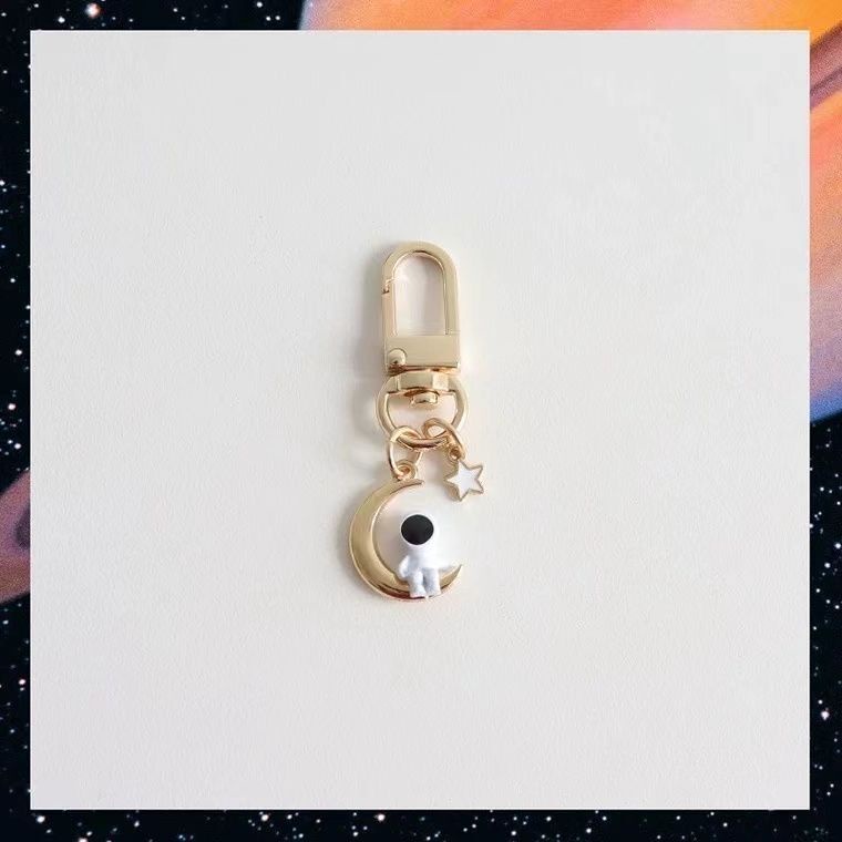 Móc Khóa Hình Phi Hành Gia / Mặt Trăng / Ngôi Sao Màu Trắng Dễ Thương diy