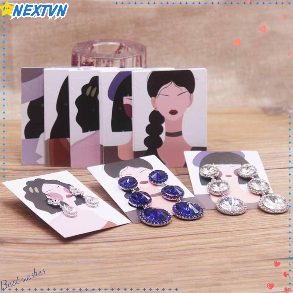 Set 100 Tấm Thẻ Giấy Kraft Trưng Bày Bông Tai Họa Tiết Đẹp Mắt