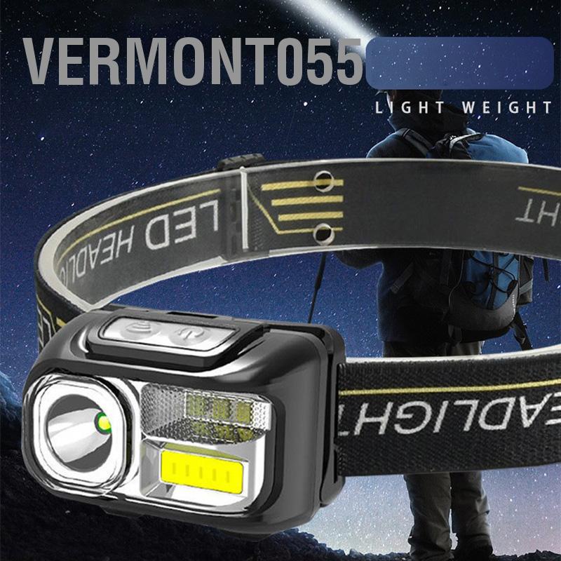 Vermont055 Đèn Pha LED Ánh Sáng Mạnh Tầm Xa Di Động Cảm Ứng Sạc USB Dành Cho Câu Cá Chạy Đêm Ngoài Trời