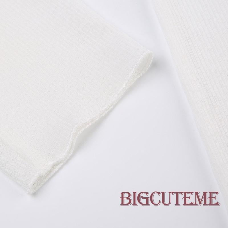 [] Áo Thun Dệt Kim Mỏng Tay Dài Dáng Rộng In Hình Chân Dung Retro Đơn Giản Trọng Lượng Nhẹ Màu Trắng Dành Cho Bạn Nữ Mặc Đi Đường Phố