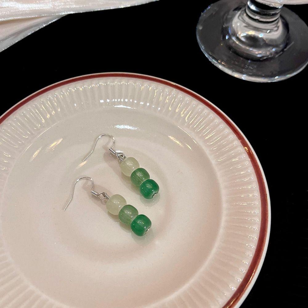 Bông Tai Đính Hạt Acrylic Màu Gradient Phong Cách Trung Hoa Cổ Điển Thời Trang Cho Nữ