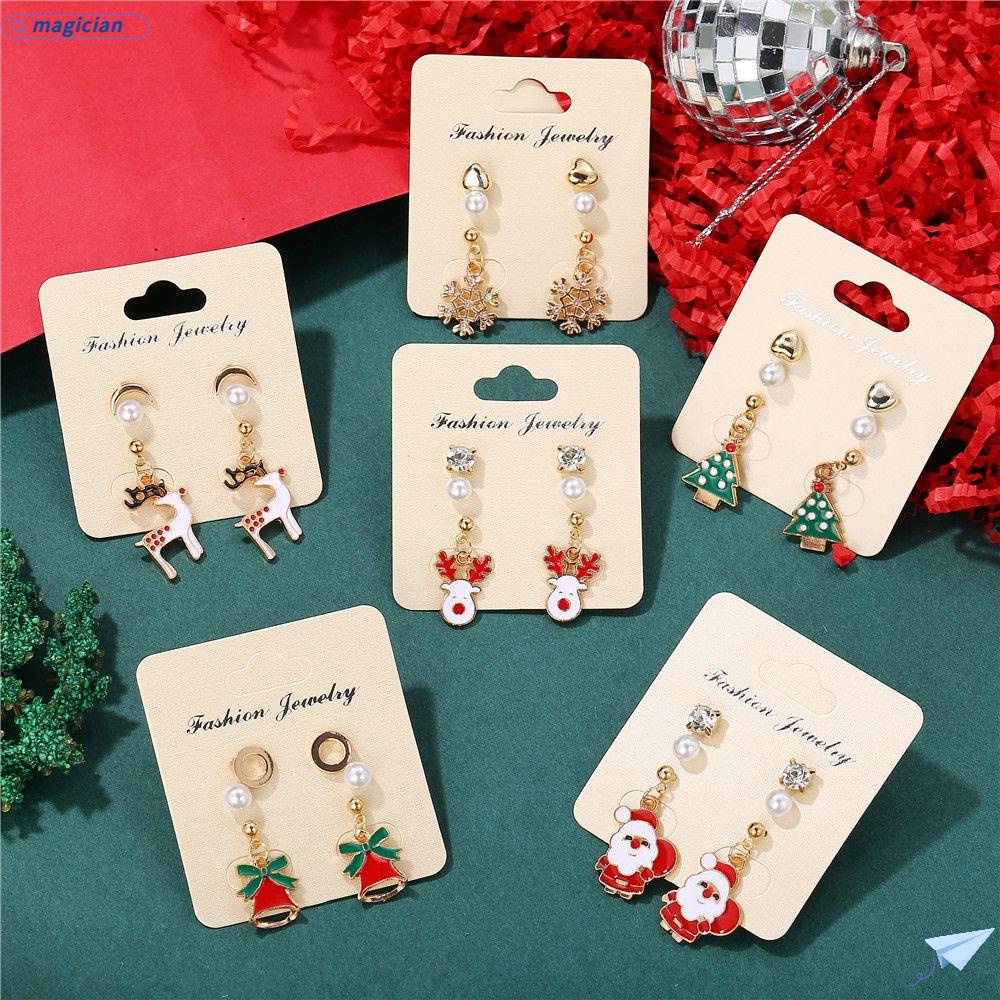 Khuyên Tai Hình Tuần Lộc Giáng Sinh Dễ Thương|Khuyên Tai Kim Loại Thiết Kế Ấn Tượng|Tuyên Bố Người Tuyết / Hươu / Nai Sừng Tấm