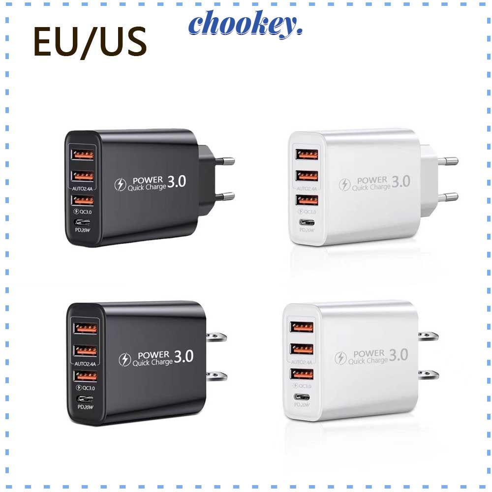 CHOOKEY Sạc Nhanh Cung CấP ĐiệN EU US USB + TYPE-C + QC3.0