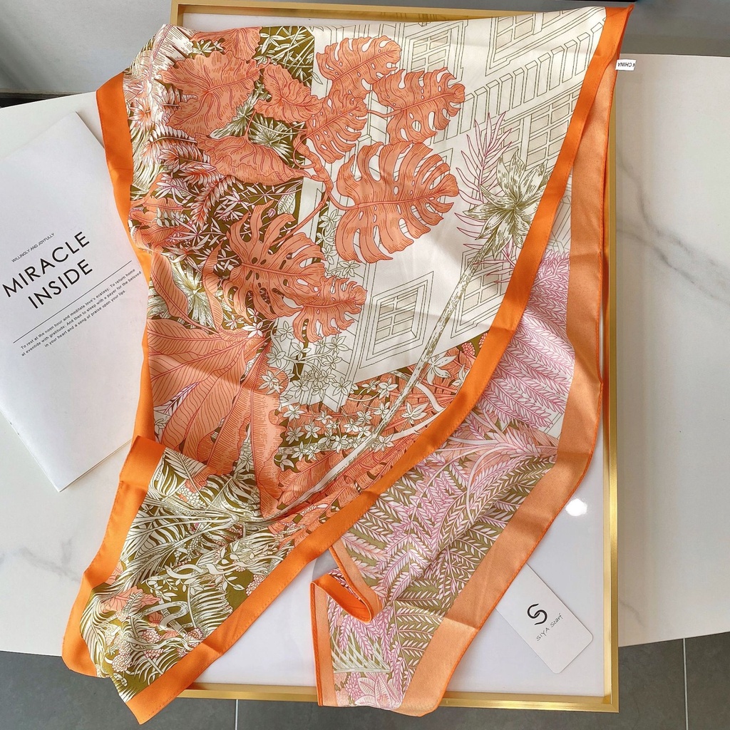 Hàng Mới Về Khăn Choàng Cổ Dài Ruy Băng Mỏng Họa Tiết Kim Cương Hình Học Hoa Cỏ Phong Cách Hàn Quốc Dành Cho Nữ