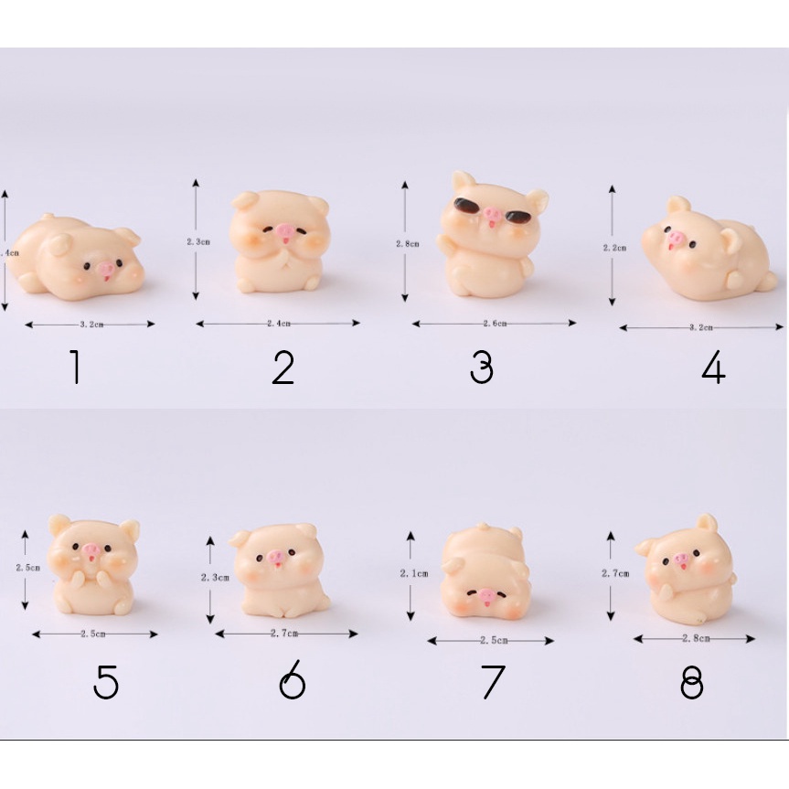 Mô hình gia đình chú heo con decor bàn học, terrarium, DIY