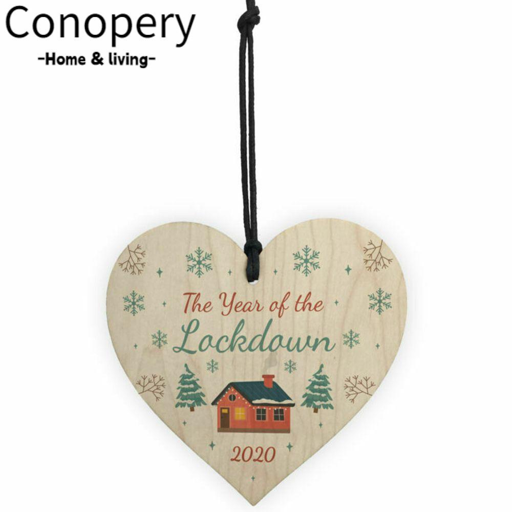CONOPERY Phụ Kiện Treo Trang Trí Giáng Sinh Hình Trái Tim Bằng Gỗ DIY