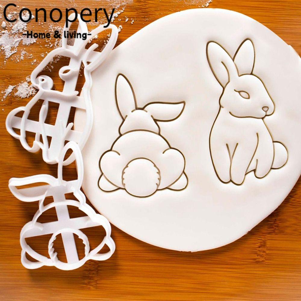 CONOPERY Bộ 2 Khuôn Cắt Bánh Quy Bằng Nhựa Hình Thỏ Phục Sinh 3D