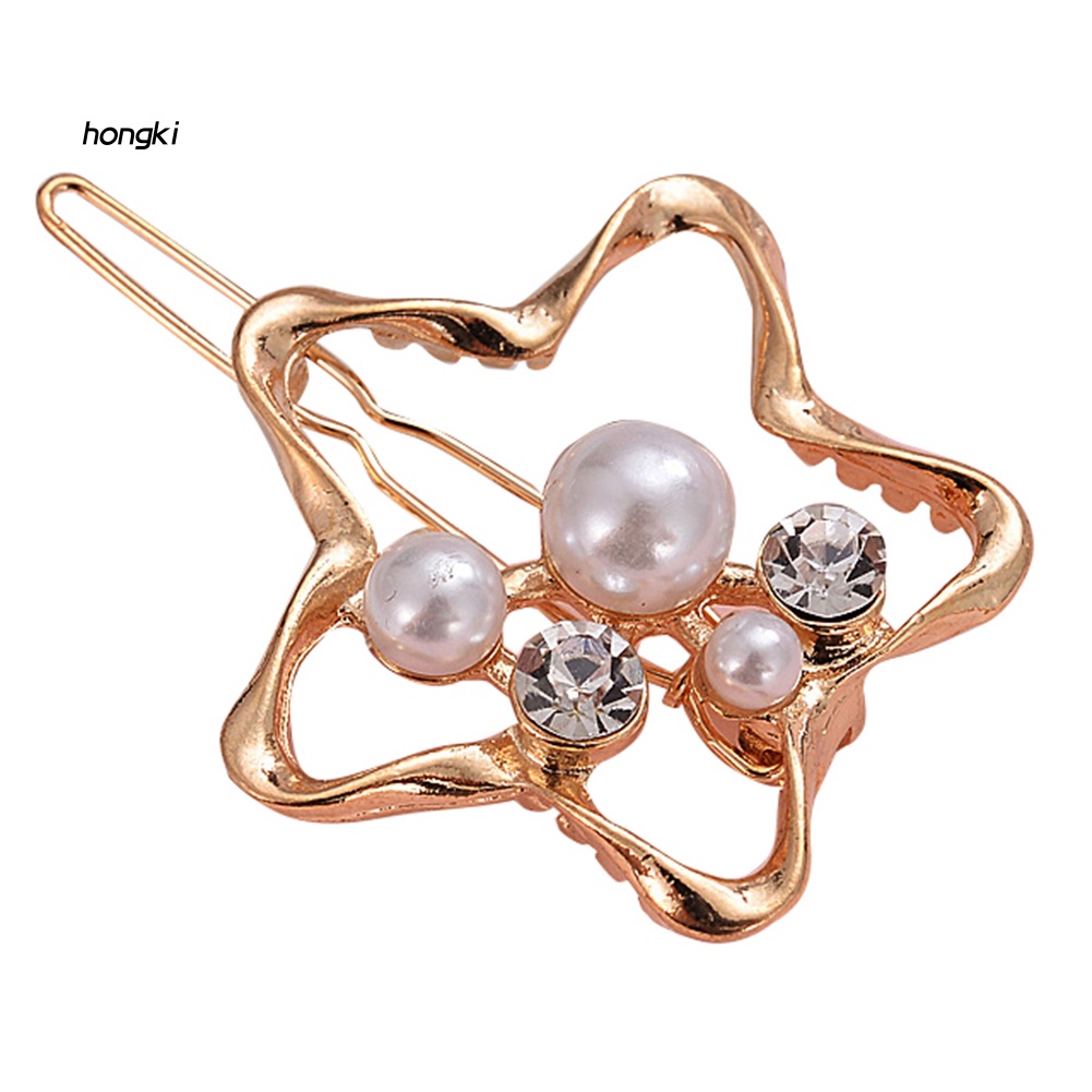 Kẹp Tóc Hình Ngôi Sao / Trái Tim Đính Ngọc Trai Giả Thời Trang