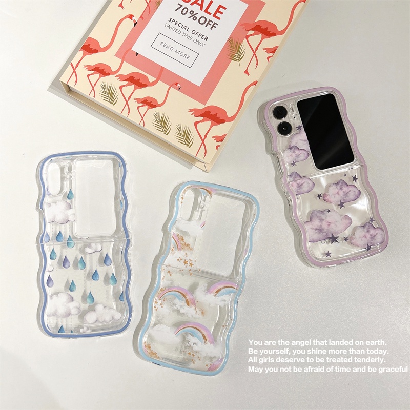 Ốp Điện Thoại TPU Mềm Họa Tiết Đám Mây Mưa Cho OPPO Find N2 Flip 5G