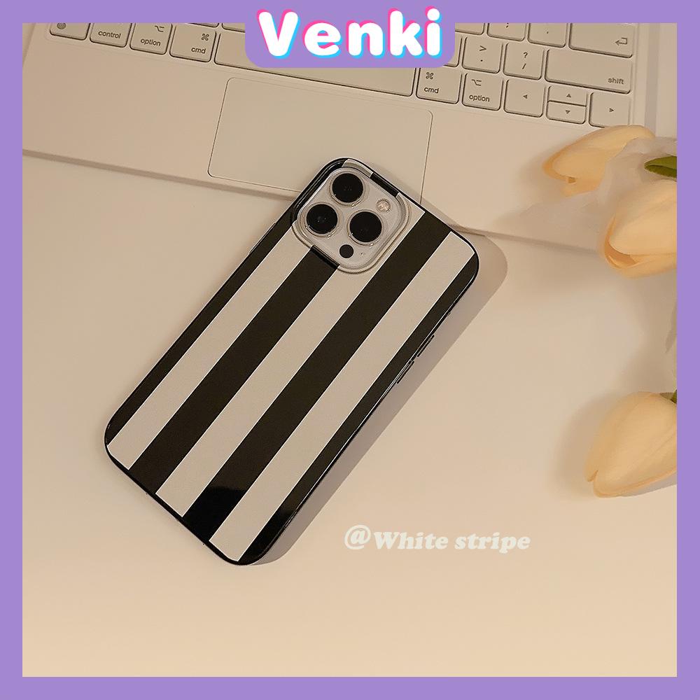 VENKI - Dành Cho iPhone 11 Ốp Lưng iPhone Đen Bóng TPU Mềm Chống Sốc Bảo Vệ Camera Sọc Đen Trắng Đơn Giản Tương Thích Với iPhone 14 13 Pro max 12 Pro Max xr xs max 7 8