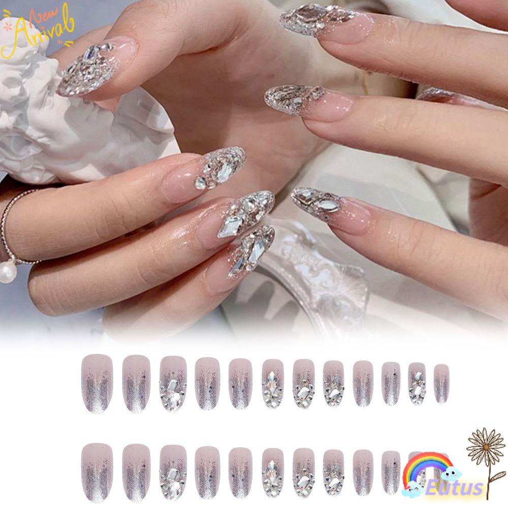 EUCA Set 24 Móng Tay Giả Kim Tuyến Lấp Lánh Cho Múa Ba Lê