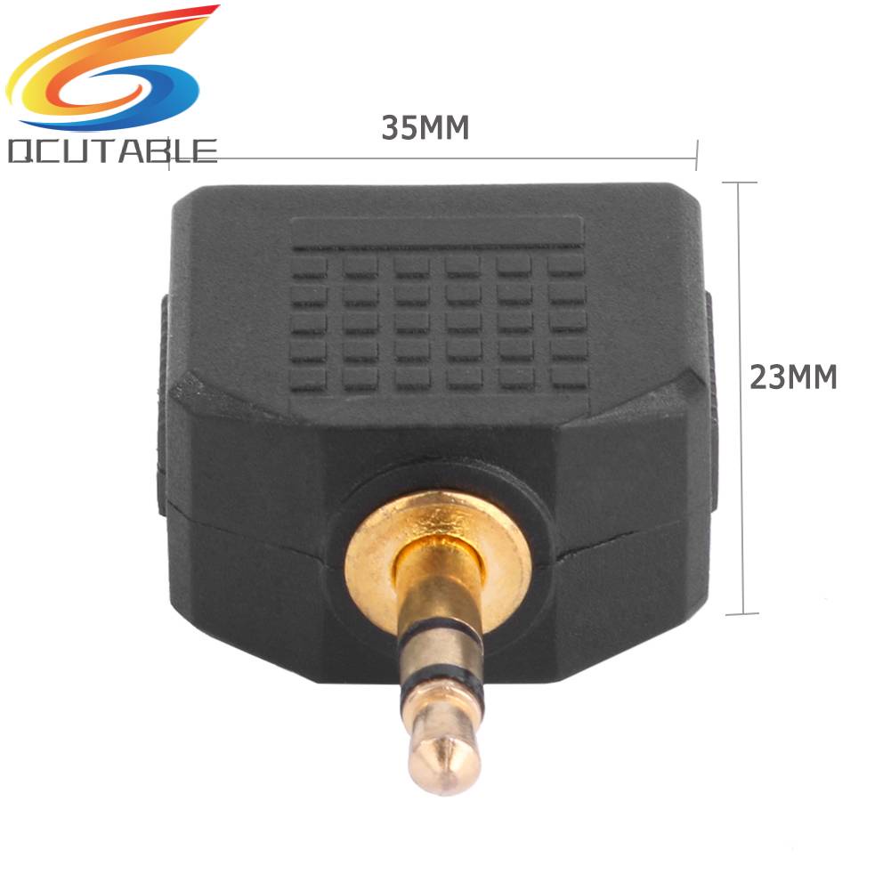 Set 2 Giắc Cắm Âm Thanh Chữ Y Mạ Vàng Chuyển Đổi Từ Đầu Cắm 3.5mm Sang Hai Đầu Cắm 3.5mm