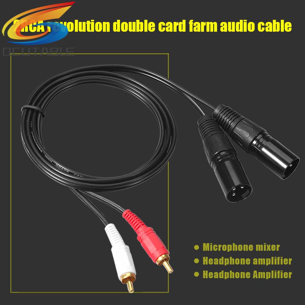 Dây Cáp Âm Thanh 2 RCA Male Sang Dual XLR Male Chuyên Nghiệp Đen