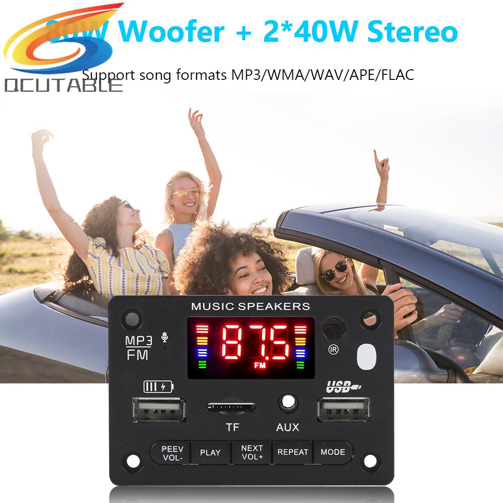 Bảng Mạch Khuếch Đại Âm Thanh Bluetooth 5.0 MP3 DC 7-24V 2x40W Chuyên Dụng Cho Xe Hơi / Nhà Cửa
