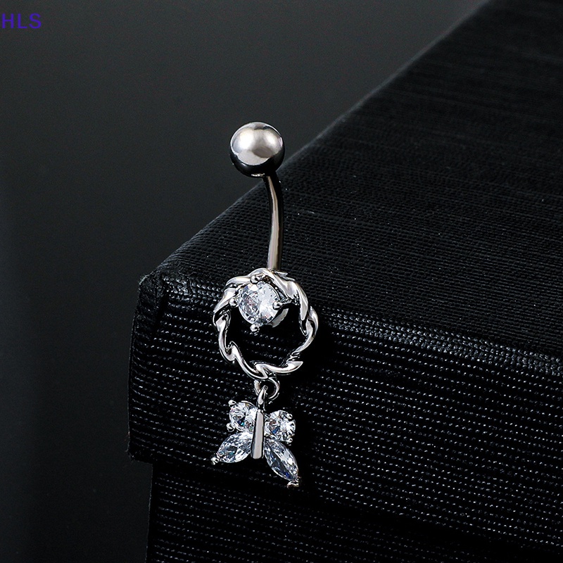 Khuyên Rốn Hình Bướm / Nhện / Thánh Giá Đính Đá Zircon Bằng Thép Không Gỉ Thời Trang