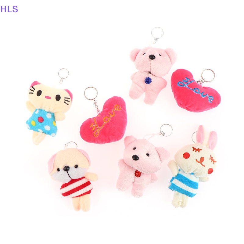 Set 2 Móc Khóa Búp Bê Nhồi Bông Mini 6-10cm Dễ Thương