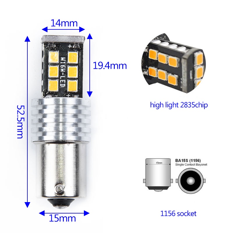 2 Đèn Tín Hiệu Màu Hổ Phách 1156-2835 Cho Xe Hơi