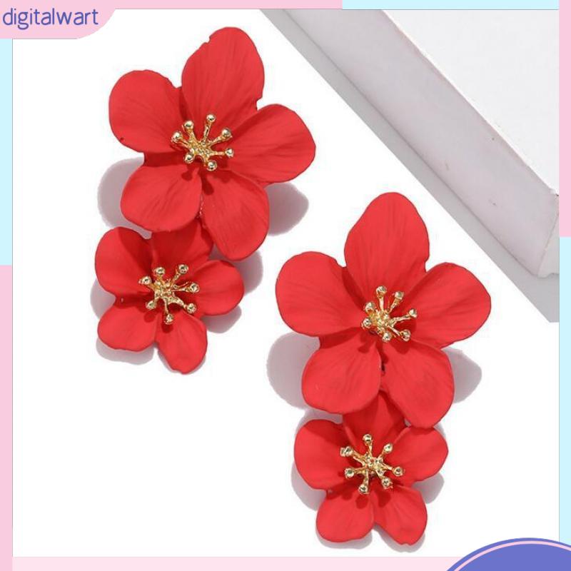 [DG] Bông Tai Xỏ Lỗ Hai Lớp Hình Hoa Năm Lá Nổi Tiếng Mạng Thời Trang Cá Tính