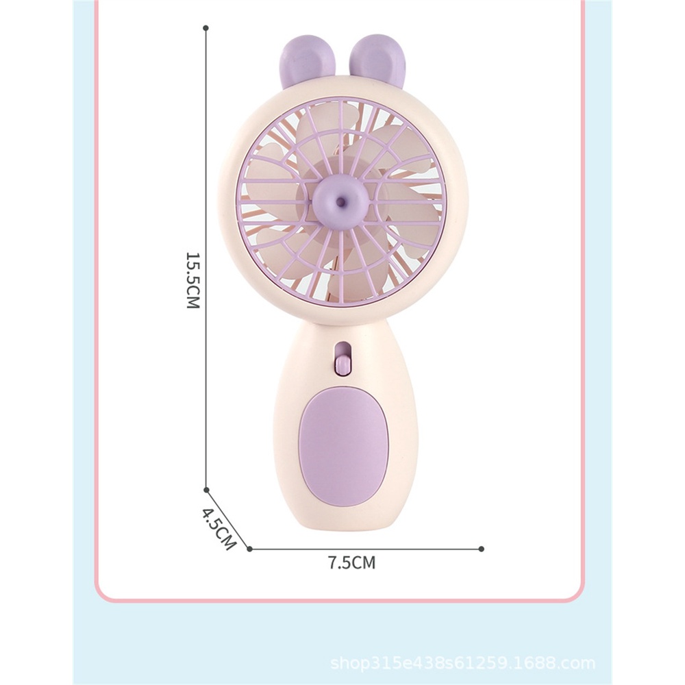 Dễ Thương Quạt Điện USB Mini Cầm Tay Hình Thỏ Màu Kẹo Có Đèn