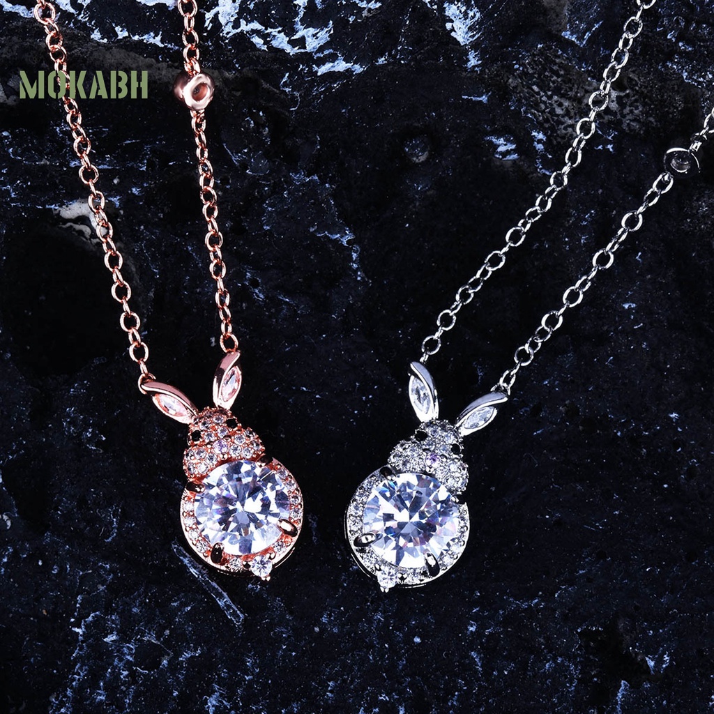 Vòng cổ Đồng Mặt Hình Thỏ Đính Đá Tinh Tế Thời Trang Cho Nữ