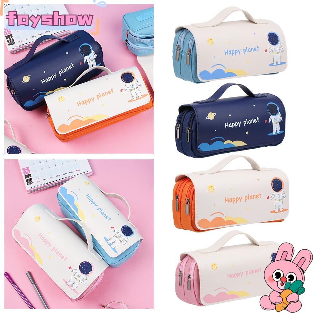 Túi Đựng Bút In Hình Phi Hành Gia Hai Ngăn Có Khóa Kéo Tiện Dụng