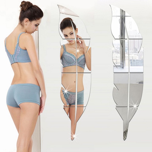 Miếng Dán Tường Trang Trí Hình Lông Vũ 3D Bằng Acrylic DIY