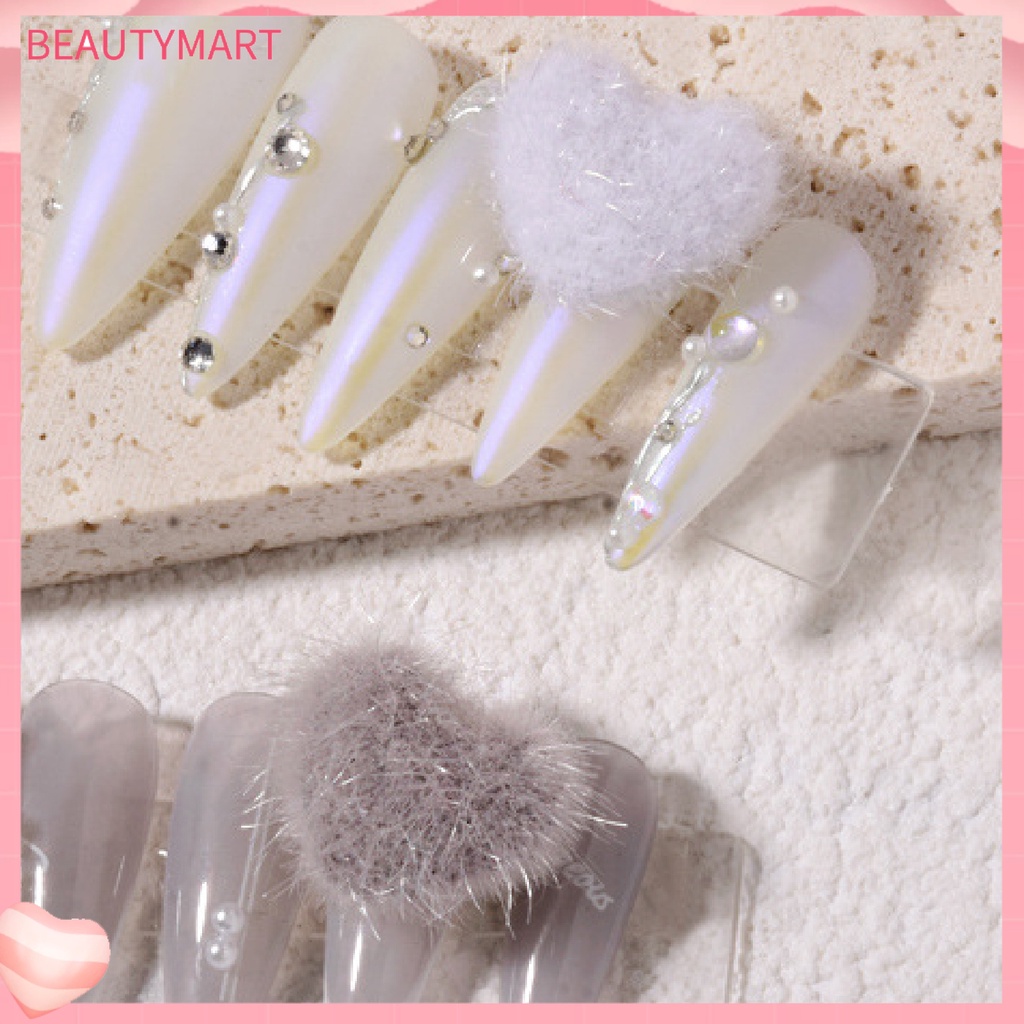 Set 3 Phụ Kiện Trang Trí Móng Tay Nghệ Thuật 3D Bằng Vải Lông Xù Nhỏ Gọn Có Thể Tháo Rời