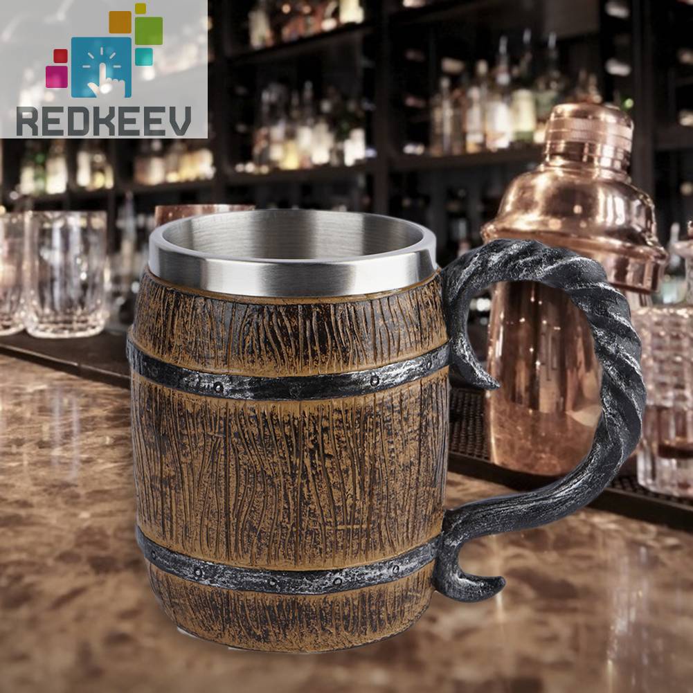 Cốc Uống Bia / Cà Phê Bằng Thép Không Gỉ Hai Lớp Gắn Tường Cổ Điển Trang Trí Quán Bar