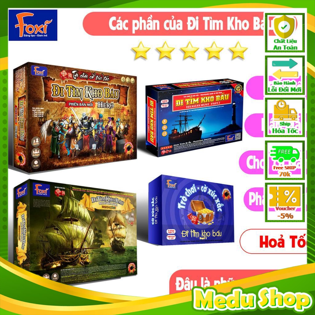 Board game-Đi tìm kho báu Foxi-Chạy Trốn Zombie-đồ chơi gia đình-tương tác cao. Shop Đồ Chơi MeduShop