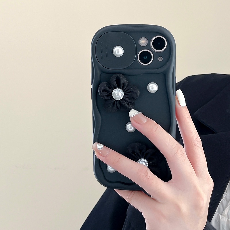 Ốp Điện Thoại TPU Mềm Chống Sốc Đính Hạt Ngọc Trai Và Hoa 3D Dành Cho Apple IPhone 14 13 12 11 Pro Max