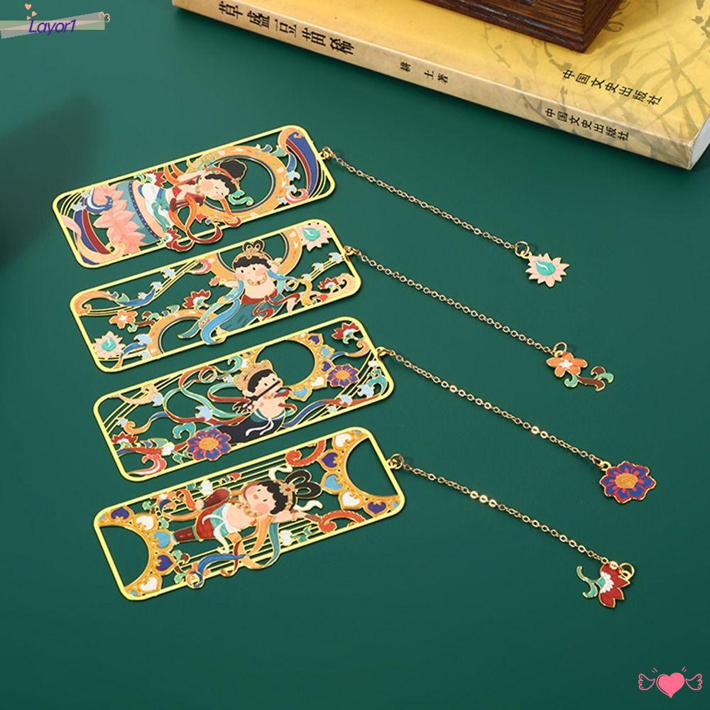 LAYOR1 Thẻ Đánh Dấu Trang Sách Bằng Đồng Thau Phong Cách Trung Hoa Cổ Điển