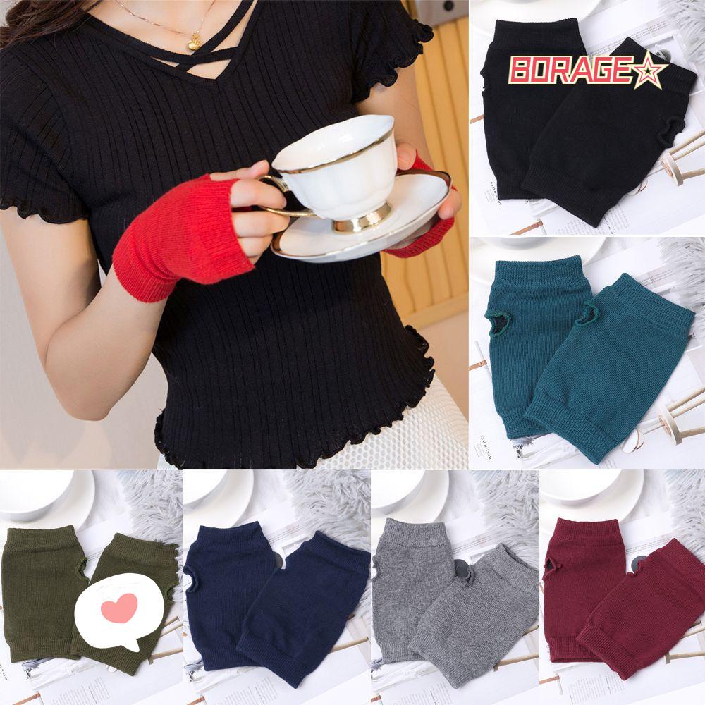 BORAG Găng Tay Len Cừu Hở Ngón Thời Trang Thu Đông Cho Nữ