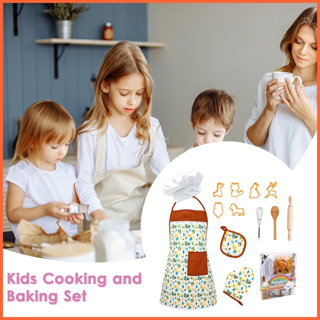 Bộ Đồ Chơi Cắt Bánh Quy + Nón + Tạp Dề Hóa Trang Đầu Bếp Cho Trẻ Em