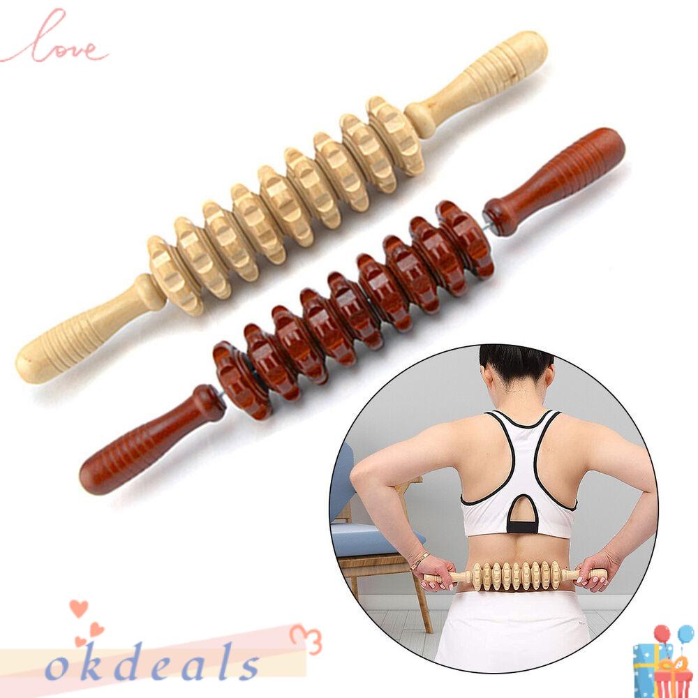 OKDEALS Con Lăn Gỗ Mát Xa Thư Giãn Cơ Bắp