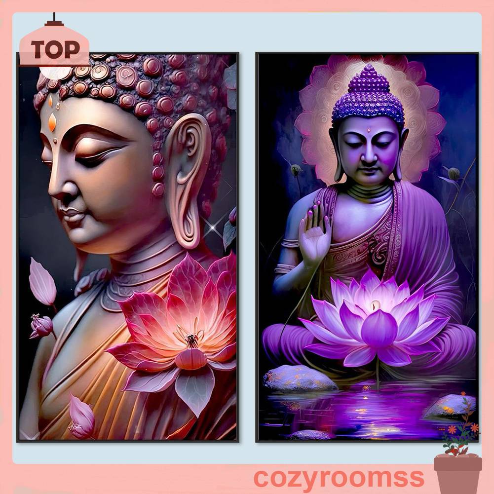 Tranh Đính Đá Kim Cương Toàn Bộ 5D DIY Hình Tượng Phật Trang Trí Nhà Cửa