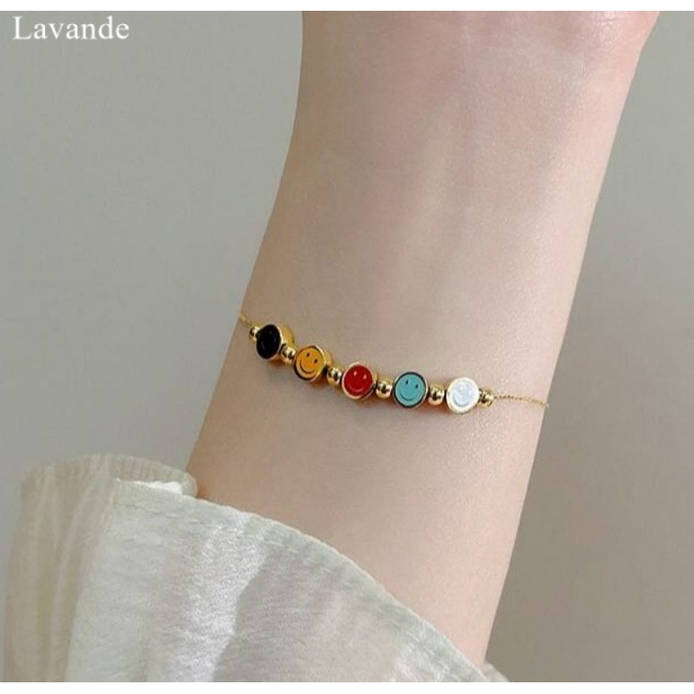 【LAVANDE】 Vòng Đeo Chân Bằng Thép Titan Không Phai Màu Đính Hạt Vàng 18k J01L7501
